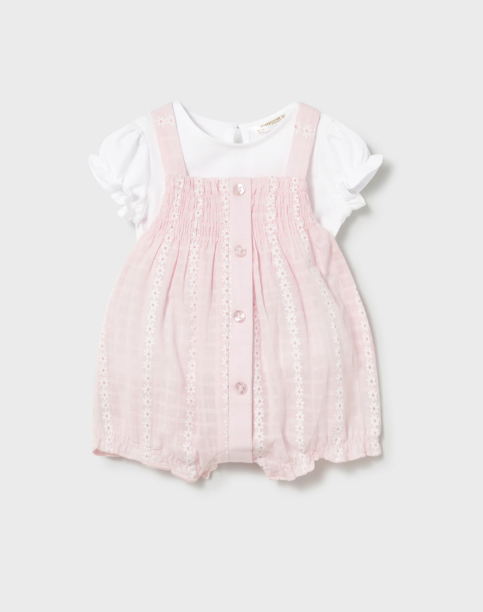 Mayoral Smocked Romper & T-Shirt Set Style 1638 - Baby Rose